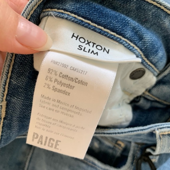 Paige Jeans Hoxton Ankle High Rise Slim Straight Distressed Light Wash Size 26 - Picture 6 of 8